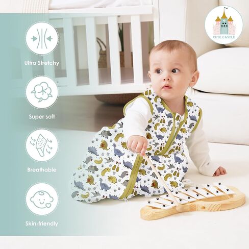 Cute Castle Baby Sleep Sack 6-12 Months - Lightweight 100% Cotton 2-Way Zipper TOG 0.5 Infant Wearable Blanket, Newborn Essentials Toddler Sleep Clothes, 3 Pack(Pink, Bear, Bear Claw) in Saudi Arabia