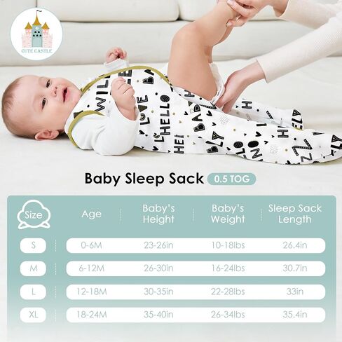Cute Castle Baby Sleep Sack 6-12 Months - Lightweight 100% Cotton 2-Way Zipper TOG 0.5 Infant Wearable Blanket, Newborn Essentials Toddler Sleep Clothes, 3 Pack(Pink, Bear, Bear Claw) in Saudi Arabia