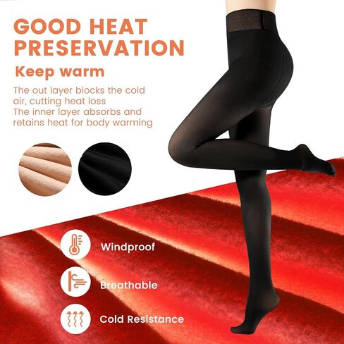 Clothirily Fleece Lined Tights Women, Warm Pantyhose Leggings Thermal Tights for Women, Fleece Tights Winter Tights for Women in Saudi Arabia