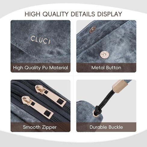 CLUCI Wallet Women RFID Blocking Credit Card Holder Large Capacity Wristlet Purse Multi Card Long Ladies Billfold Denim Blue in Saudi Arabia
