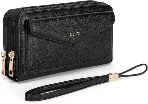 CLUCI Wallet Women RFID Blocking Credit Card Holder Large Capacity Wristlet Purse Multi Card Long Ladies Billfold Denim Blue in Saudi Arabia
