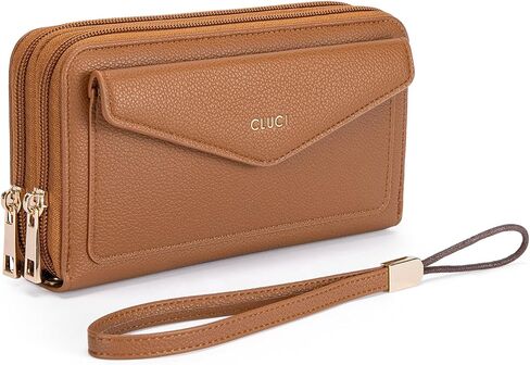 CLUCI Wallet Women RFID Blocking Credit Card Holder Large Capacity Wristlet Purse Multi Card Long Ladies Billfold Denim Blue in Saudi Arabia