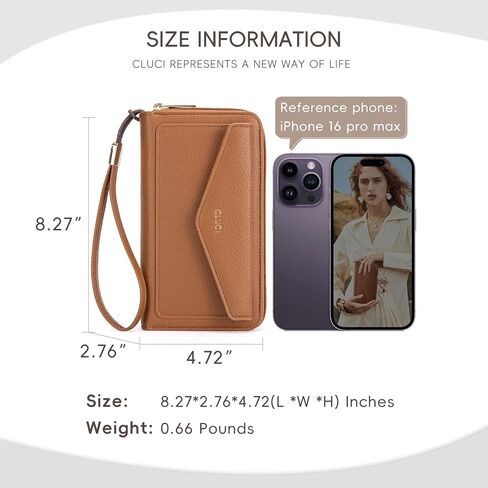 CLUCI Wallet Women RFID Blocking Credit Card Holder Large Capacity Wristlet Purse Multi Card Long Ladies Billfold Denim Blue in Saudi Arabia