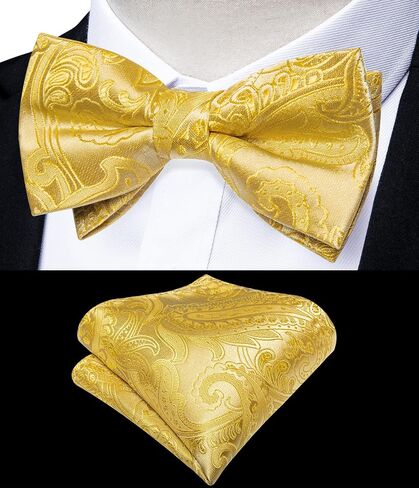 DiBanGu 2PCS Father and Son Bow Tie Silk Mens and Boys Pre-tied Bowtie & Pocket Square Cufflinks Set Kids Adjustable Bow Tie in Saudi Arabia