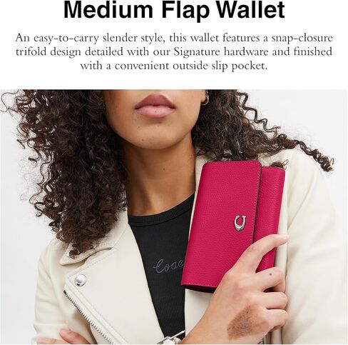 Coach Essential Medium Flap Wallet, Dragonfruit in Kuwait