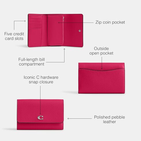 Coach Essential Medium Flap Wallet, Dragonfruit in Kuwait