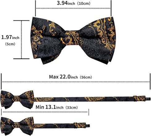 DiBanGu 2PCS Father and Son Bow Tie Silk Mens and Boys Pre-tied Bowtie & Pocket Square Cufflinks Set Kids Adjustable Bow Tie in Kuwait