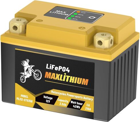 12V Lithium Motorcycle Battery 3.5Ah 210CA Smart BMS, Replacement YTX7L-BS/YTX5L-BS/YTX4L-BS/YTZ6-BS/YTZ7S-BS Battery, Compatible with Small Street Bikes, Motorcycle, Scooter, Lawn Mowers in Saudi Arabia