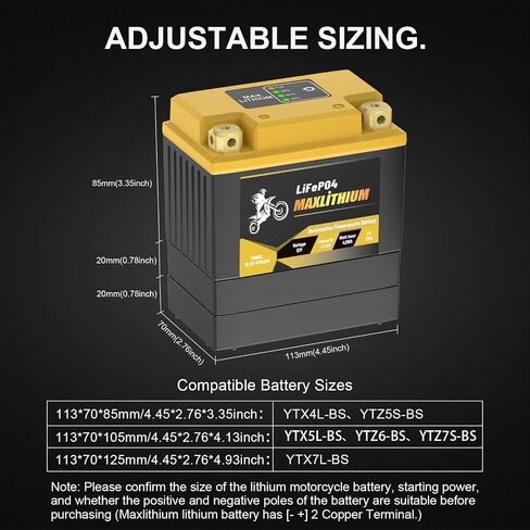 12V Lithium Motorcycle Battery 3.5Ah 210CA Smart BMS, Replacement YTX7L-BS/YTX5L-BS/YTX4L-BS/YTZ6-BS/YTZ7S-BS Battery, Compatible with Small Street Bikes, Motorcycle, Scooter, Lawn Mowers in Saudi Arabia