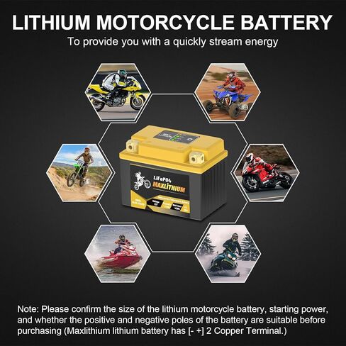 12V Lithium Motorcycle Battery 3.5Ah 210CA Smart BMS, Replacement YTX7L-BS/YTX5L-BS/YTX4L-BS/YTZ6-BS/YTZ7S-BS Battery, Compatible with Small Street Bikes, Motorcycle, Scooter, Lawn Mowers in Saudi Arabia
