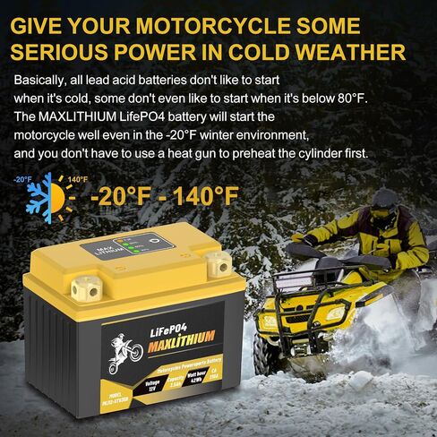 12V Lithium Motorcycle Battery 3.5Ah 210CA Smart BMS, Replacement YTX7L-BS/YTX5L-BS/YTX4L-BS/YTZ6-BS/YTZ7S-BS Battery, Compatible with Small Street Bikes, Motorcycle, Scooter, Lawn Mowers in Saudi Arabia