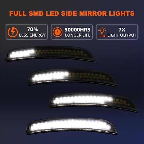 LED Sequential Side Marker Lights for Charger 2015-2023. Front Rear LED Fender Light, Smoked Lens, White Parking Lamp Functionality, Compatible with Charger SXT, for Scatpack, for SRT Hellcat, 4Pcs in Saudi Arabia