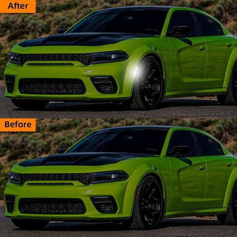 LED Sequential Side Marker Lights for Charger 2015-2023. Front Rear LED Fender Light, Smoked Lens, White Parking Lamp Functionality, Compatible with Charger SXT, for Scatpack, for SRT Hellcat, 4Pcs in Saudi Arabia