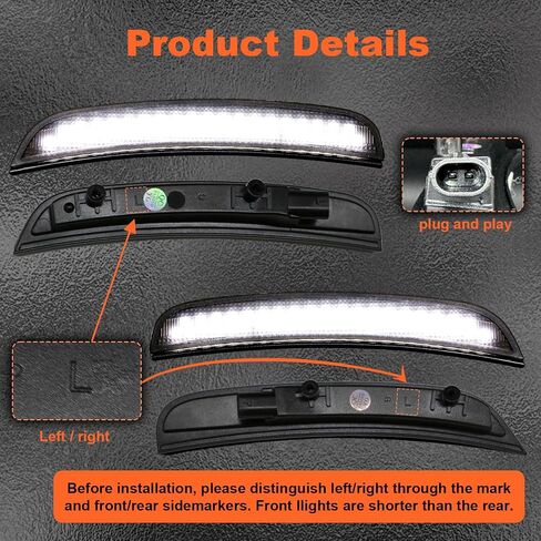 LED Sequential Side Marker Lights for Charger 2015-2023. Front Rear LED Fender Light, Smoked Lens, White Parking Lamp Functionality, Compatible with Charger SXT, for Scatpack, for SRT Hellcat, 4Pcs in Saudi Arabia