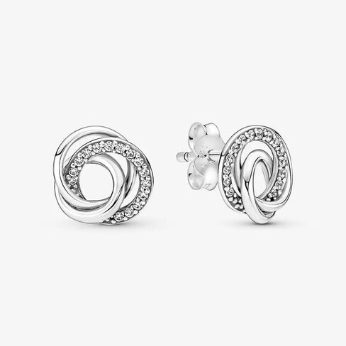 أقراط PANDORA Family Always Encircled - أقراط خالدة للنساء - هدية رائعة - مصنوعة من الفضة الاسترليني والزركونيا المكعبة - مع صندوق هدايا in Saudi Arabia