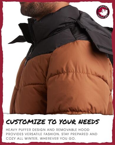سترة منتفخة للرجال من CANADA WEATHER GEAR - معطف شتوي فقاعي - سترات خارجية مقاومة للماء للرجال (M-XXL) in Kuwait