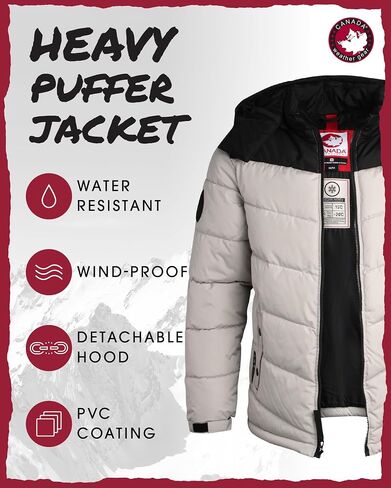 سترة منتفخة للرجال من CANADA WEATHER GEAR - معطف شتوي فقاعي - سترات خارجية مقاومة للماء للرجال (M-XXL) in Saudi Arabia