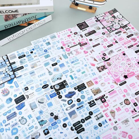 2 Pcs Stickers for Planners,40 Sheet 1200+ Journal Stickers for Student Planner - Nursing Student Sticker,Teacher Planner Stickers Essentials （Pink,Blue） in Saudi Arabia