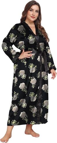 Taylor Eddie Womens Plus Size Silk Kimono Long Robes, Bride Bridesmaid Wedding Party Satin Robes Lightweight Sleepwear in Saudi Arabia