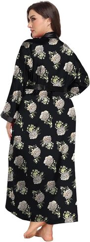 Taylor Eddie Womens Plus Size Silk Kimono Long Robes, Bride Bridesmaid Wedding Party Satin Robes Lightweight Sleepwear in Saudi Arabia
