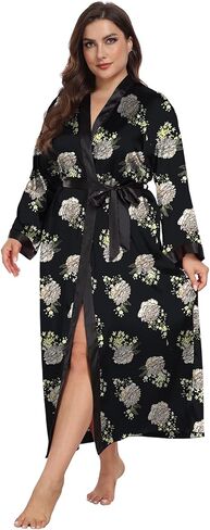 Taylor Eddie Womens Plus Size Silk Kimono Long Robes, Bride Bridesmaid Wedding Party Satin Robes Lightweight Sleepwear in Saudi Arabia