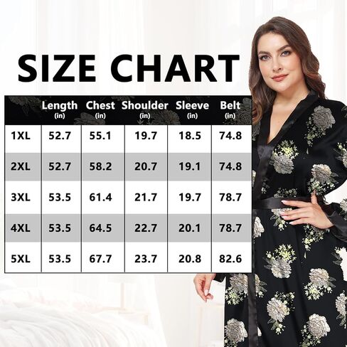 Taylor Eddie Womens Plus Size Silk Kimono Long Robes, Bride Bridesmaid Wedding Party Satin Robes Lightweight Sleepwear in Saudi Arabia