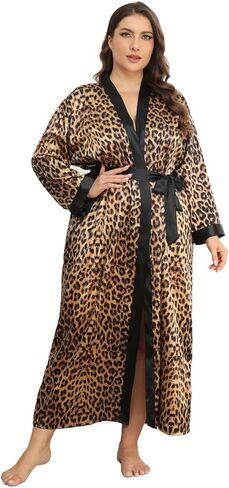 Taylor Eddie Womens Plus Size Silk Kimono Long Robes, Bride Bridesmaid Wedding Party Satin Robes Lightweight Sleepwear in Saudi Arabia