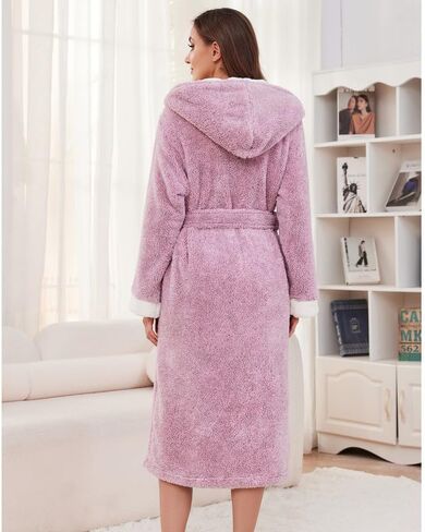 HEARTNICE Womens Hooded Plush Robes Soft Warm Long Bathrobe for Women Fluffy Winter Loungewear in Saudi Arabia