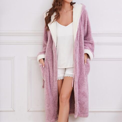 HEARTNICE Womens Hooded Plush Robes Soft Warm Long Bathrobe for Women Fluffy Winter Loungewear in Saudi Arabia