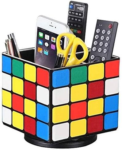 YAPISHI Remote Control Holder, 360° Swivel TV Remote Holder for Table, PU Leather Remotes Caddy, Nightstand Organizer for Media Controllers/Makeup/Office Supplies, Bedside Decorations for Living Room in Kuwait