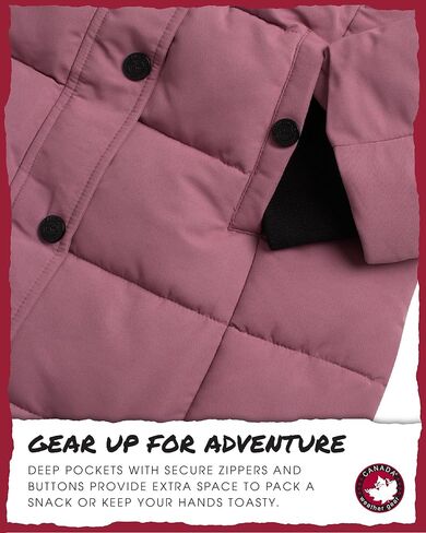 معطف الشتاء للفتيات من CANADA WEATHER GEAR - سترة منتفخة مبطنة بطول الملعب (4-16) in Saudi Arabia