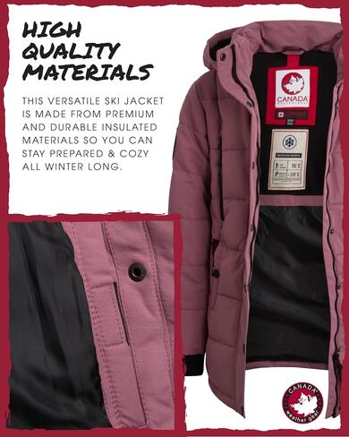 معطف الشتاء للفتيات من CANADA WEATHER GEAR - سترة منتفخة مبطنة بطول الملعب (4-16) in Saudi Arabia