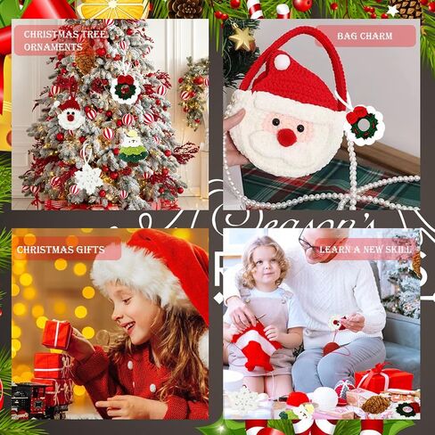 jejucy Crochet Kit for Beginners, Christmas Crochet Kit for Adults Kids, 5 Pack Crochet Knitting Starter Kits Christmas Ornaments Crochet Kit with Step-by-Step Video Tutorials & Instruction in Saudi Arabia