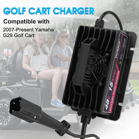 شاحن بطارية عربة الجولف 48 فولت 15 أمبير، قابس نمط 3 دبابيس متوافق مع موديلات Yamaha G29، Drive & Drive 2 (حمض الرصاص) in Kuwait