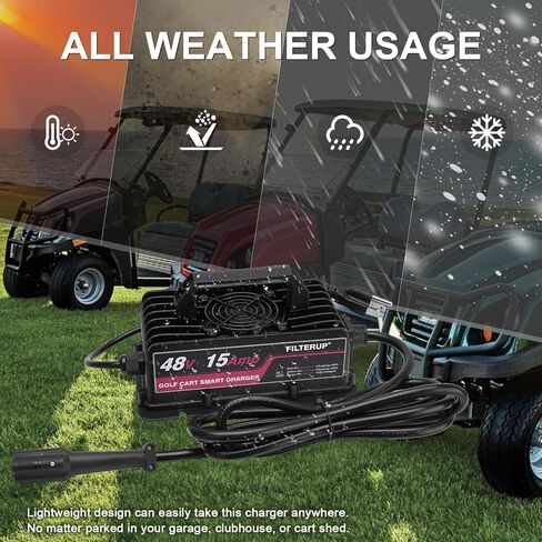 شاحن بطارية عربة الجولف 48 فولت 15 أمبير، قابس نمط 3 دبابيس متوافق مع موديلات Yamaha G29، Drive & Drive 2 (حمض الرصاص) in Kuwait