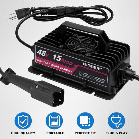 شاحن بطارية عربة الجولف 48 فولت 15 أمبير، قابس نمط 3 دبابيس متوافق مع موديلات Yamaha G29، Drive & Drive 2 (حمض الرصاص) in Kuwait