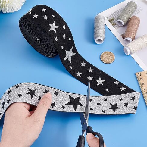 PH PandaHall Sewing Elastic Band, 40mm/1.57 Inch Wide Heavy Stretch Elastic Band 5 Yards Colored Elastic Spool Rope Printed with Stars Pattern for Sewing Wigs Waistband Underwear Pants Dress in Saudi Arabia