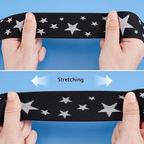 PH PandaHall Sewing Elastic Band, 40mm/1.57 Inch Wide Heavy Stretch Elastic Band 5 Yards Colored Elastic Spool Rope Printed with Stars Pattern for Sewing Wigs Waistband Underwear Pants Dress in Saudi Arabia