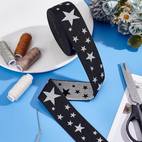 PH PandaHall Sewing Elastic Band, 40mm/1.57 Inch Wide Heavy Stretch Elastic Band 5 Yards Colored Elastic Spool Rope Printed with Stars Pattern for Sewing Wigs Waistband Underwear Pants Dress in Saudi Arabia