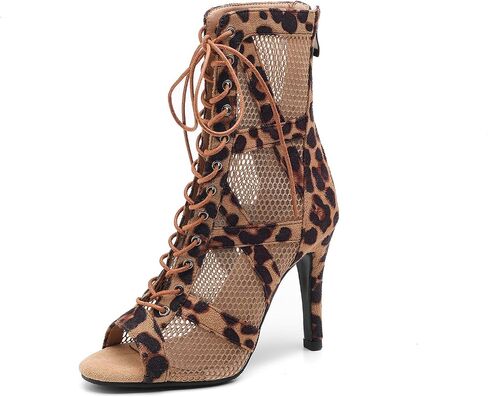 DKZSYIM Open Toe Dance Boots Women Latin Salsa Ballroom Lace-up Dance Shoes,Model K99 in Kuwait