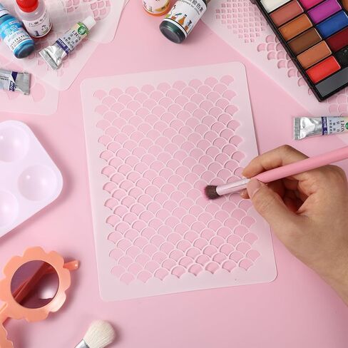 5PCS Mermaid Scale Stencil 8 X 6 Inches Fish Scales Stencil Reusable Large Plastic Mermaid Face Paint Makeup Templates for Art Painting Tattoos Painting, Painting on Wall Face Body, Cake Cookie Paint in Saudi Arabia