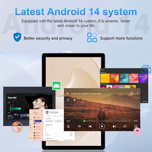 تابلت 10.1 بوصة يعمل بنظام Android 14 مع ثماني النواة، شاشة لمس عالية الدقة 1280x800 IPS HD، ذاكرة وصول عشوائي 20 جيجابايت، 128 جيجابايت ذاكرة تخزين داخلية 1 تيرابايت، أجهزة لوحية قابلة للتوسيع مع حافظة ماوس لوحة المفاتيح، فتح الوجه، 2.4 جيجا/5 جيجا واي ف in Kuwait
