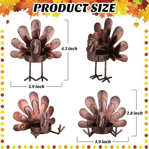10 Pieces Metal Turkey Candle Holders Turkey Tea Light Candle Holders Thanksgiving Tealight Candle Holders Sitting Standing Turkey Candle Holders Thanksgiving Tabletop Candleholders for Home Table in Saudi Arabia