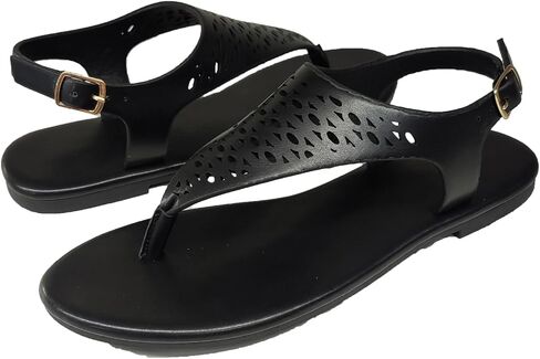 Women's Thong Flat Sandals Casual Wear Cute Gladiator T-Strap and Adjustable Ankle Buckle Beach Sandals in Saudi Arabia