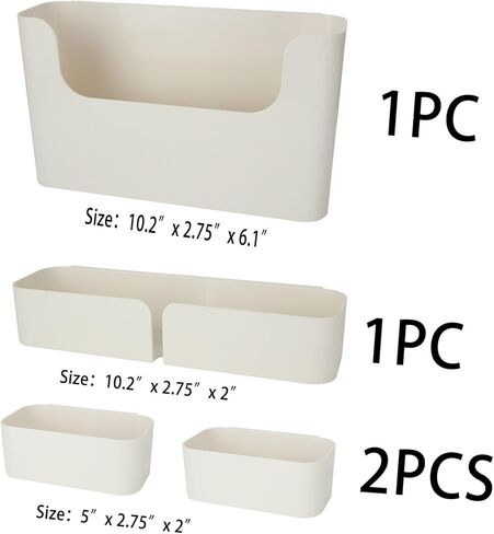 منظم حائط لملفات البلاستيك مكون من 4 عبوات، منظم ملفات جداري معلق ذاتي اللصق، 3 مقاسات، منظم ملفات ورقية مثبتة على الحائط بجيوب واحدة وصناديق حائط للحمام والمكتب والمنزل، باللون الأبيض in Kuwait