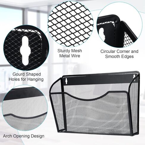 Sepamoon 9 قطع حامل ملفات شبكي مثبت على الحائط، جيوب معدنية للملفات الجدارية، منظم للتعليق على الحائط، مجلدات جدارية شبكية لملفات المكتب المنزلي، مجلة رسائل المستندات in Kuwait