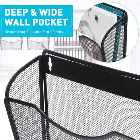 Sepamoon 9 قطع حامل ملفات شبكي مثبت على الحائط، جيوب معدنية للملفات الجدارية، منظم للتعليق على الحائط، مجلدات جدارية شبكية لملفات المكتب المنزلي، مجلة رسائل المستندات in Kuwait