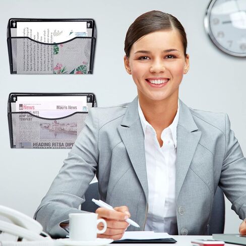 Sepamoon 9 قطع حامل ملفات شبكي مثبت على الحائط، جيوب معدنية للملفات الجدارية، منظم للتعليق على الحائط، مجلدات جدارية شبكية لملفات المكتب المنزلي، مجلة رسائل المستندات in Kuwait