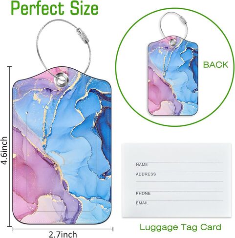 2 Pack Luggage Tags for Suitcases Watercolor Floral Leather Luggage Tag, Identifiers with Privacy Name ID Label and Metal Loop for Men Women Travel Bag Suitcase in Saudi Arabia