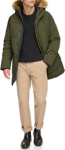 Tommy Hilfiger Men's Arctic Cloth Heavyweight Performance Parka Down Alternative Fur Lined Hood Outerwear Coat in Saudi Arabia